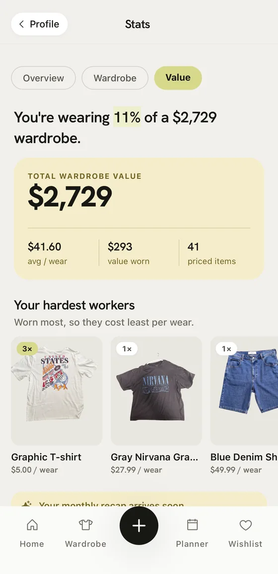 Moda value screen